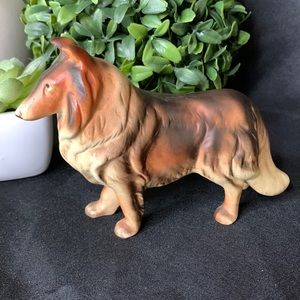 Vintage porcelain Collie dog figure Made in Japan